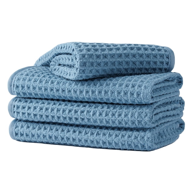 Toallas faciales MICROFI con forma de gofre de microfibra, 30,48 x 30,48 cm, 4 unidades