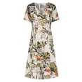 thumbnail image 4 of Birdeem Robe Décontractée Vintage Aguichant à Manches Courtes Col en V avec Boutons et Poches pour Femmes, 4 of 7