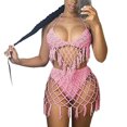 thumbnail image 5 of Sakmal Bikini Sets Womens Bathing Suits Sexy Two Piece Halter Pink Swimwear With Mesh Cover Up Swimsuit Sets, 5 of 8