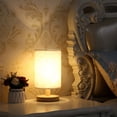 thumbnail image 2 of Muyoka Lámpara de mesa de lino Control táctil LED regulable con luz blanca cálida Lámpara de madera alimentada por USB junto a la lámpara para la decoración de la sala de estar del dormitorio, blanco Muyoka Hogar, 2 of 6