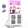 thumbnail image 5 of iSunirm Tall Wine Bar Cabinet with LED Light and Power Strip, 67'' Standing Liquor Cabinet with Door & Glass Holder, Coffee Bar Cabinet, Bakers Rack Cabinet, for Living Room, Kitchen, White, 5 of 9