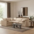 thumbnail image 2 of Meridian Furniture Indulge 123.5" Velvet L-Shaped Modular Sectional in Beige, 2 of 10