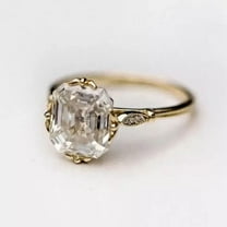 Diamond Ring 2Ct Asscher Cut Natural Moissanite in 14K Yellow Gold Plated