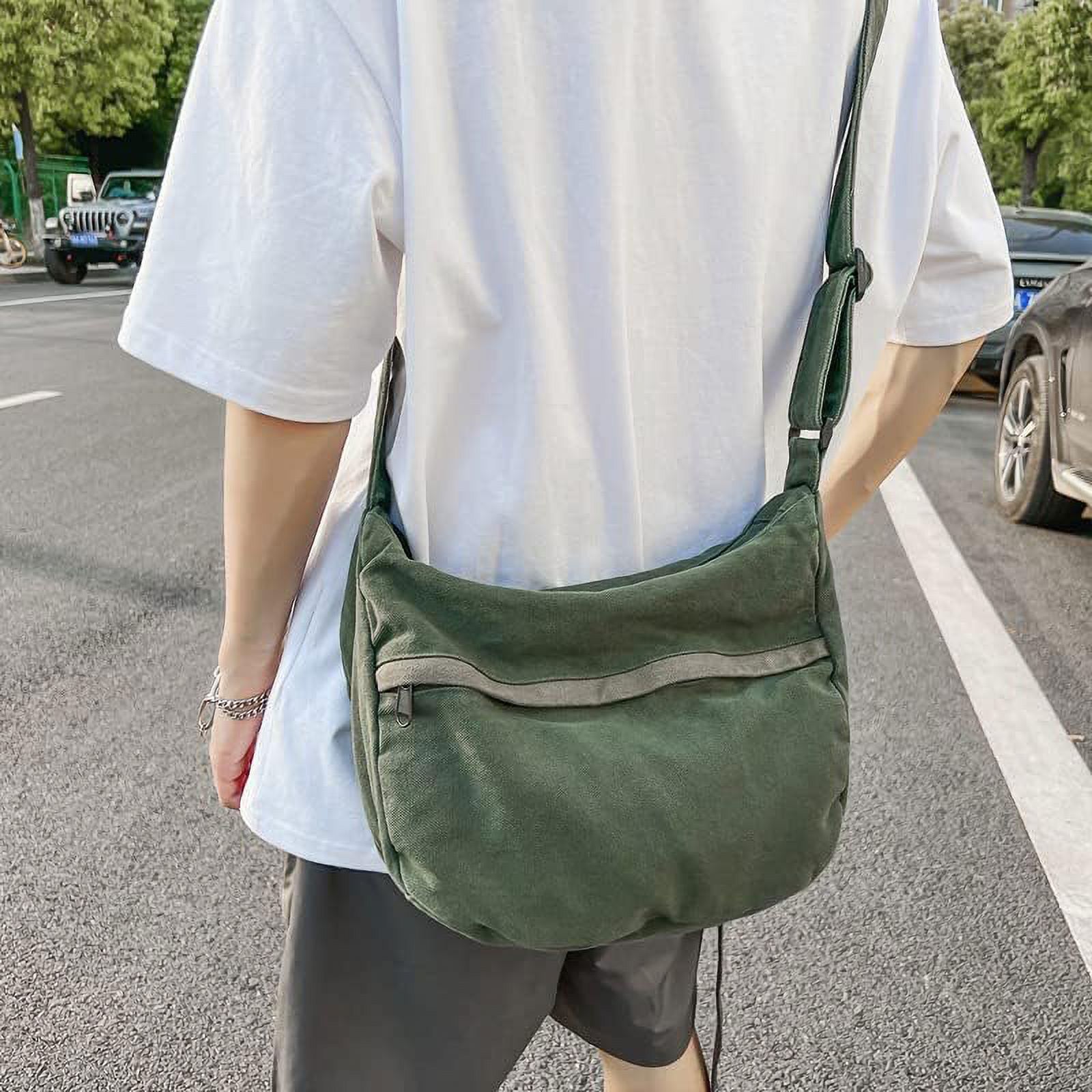 Canvas Messenger Bag Hobo Crossbody Bag for Women Shoulder Tote Handbag Vintage Aesthetic Travel Work