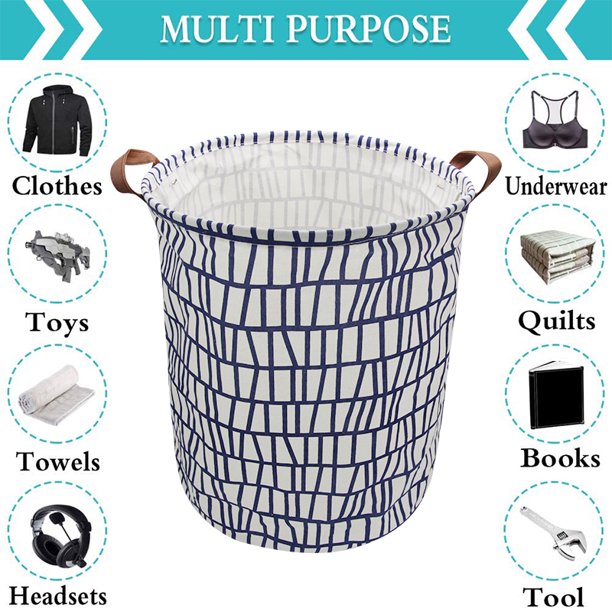 Folding Laundry Basket, 19.7"H x 15.7"D Collapsible Waterproof Fabric