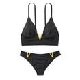 thumbnail image 3 of Inadays Bikini Sets for Women V Neck Bathing Suit Sexy Low Rise Swimsuit Two Piece Thong Bikinis Women Swimwear, Black, M, 3 of 4