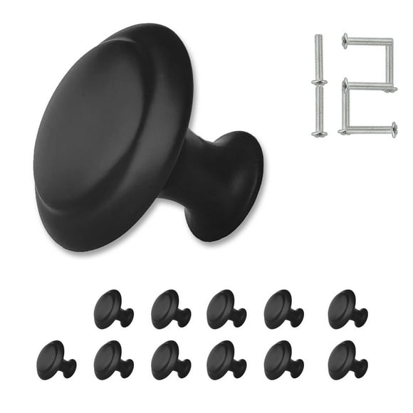 ZONBANG 12PCS Cabinet Dresser Drawer Knobs, Black Kitchen Cabinet Knobs, 1.2"" Knobs for Cabinets and Drawers Dresser, Modern Draw Pulls and Knobs