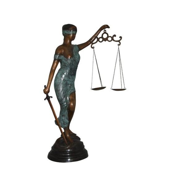 Nifao Lady Justice Large Bronze Statue – Home Office Decor Sculpture, 22"L x 13"W x 44"H