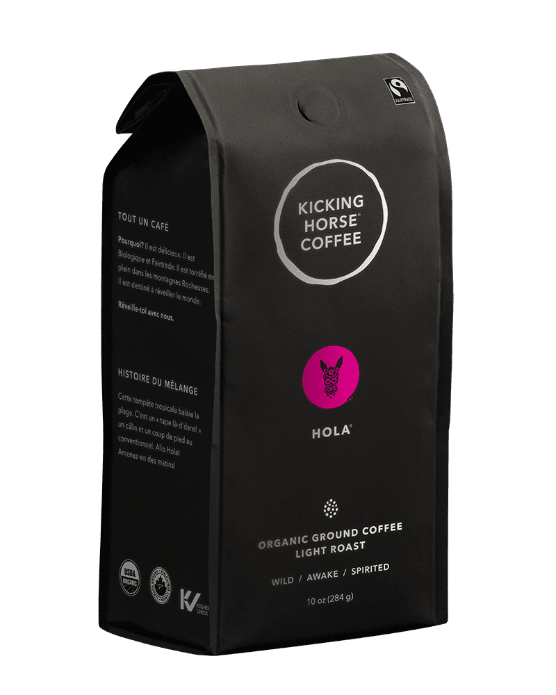 Pack of 6, Kicking Horse Hola Light Roast Ground Coffee, 10 oz
