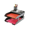 deflecto Corporate Desk Tray Set, Two Tier, Plastic, Metallic Black