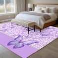 thumbnail image 5 of Butterfly Floral Washable Living Room Rugs 6'x9', Purple Floral Texture Butterflies Pearl Low Pile Throw Large Area Rug Non-Slip Sturdy Edge Binding Carpet for Dining Room Kitchen Office, 5 of 9