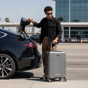 حقيبة سفر Brookstone Keane 29 Hardside Large Checked Expender Spinner للسفر، باللون الفحمي