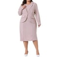 thumbnail image 2 of DARING DIVA Women's Plus 2 Pieces Dress Suits Blazers and Sleeveless Dress Pink 1X, 2 of 6