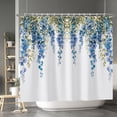 thumbnail image 3 of Green and Blue Plants Shower Curtain Spring Plant Watercolor Botanical Leaves Shower Curtains for Bathroom Home Bathtubs Waterproof Fabric Shower Curtain with Hooks 84x72 Inches, 3 of 6