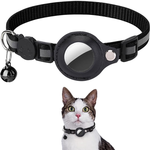 HLONKCat Support AirTag Collier Bandes Réfléchissantes Réglables Collier Chaton Étanche Collier Cloche pour Animal de Compagnie