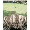 thumbnail image 2 of Outdoor Tablecloth with Umbrella Hole, Vintage Boho Spillproof Waterproof Outdoor Table Cover, Abstract Retro Geometric Striped Beige Patio Tablecloths for Party/Garden/Picnic, Round 54 inch, 2 of 9