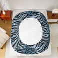 thumbnail image 5 of Homewish Boys Girls Zebra Print 4 Pieces Queen Sheet Sets,Abstract Geometric Stripes Ultra Soft Flat Sheet,Black Blue Queen Fitted Sheet,Ultra Soft Home Decor, 5 of 7
