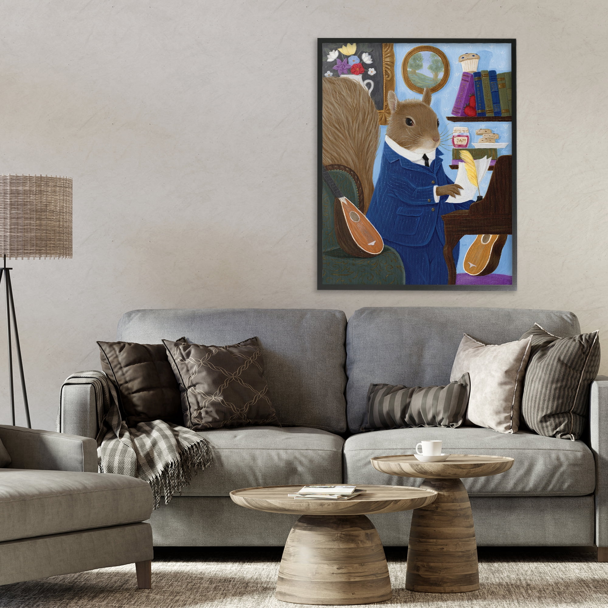 Stupell Industries Gentleman Squirrel Composing Black Framed Giclee Art, design by Gina Matarazzo