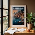 thumbnail image 6 of Seaside Serenity: Portofino Vintage Poster - Portofino Liguria Italy Illustration Travel Poster Vintage Poster Harbor Coastal Landscape Sunset Architecture Oak Framed Wall Art Print 5 x 7 inches, 6 of 59