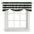 thumbnail image 2 of Green and Tie Up Valances Curtain, Adjustable Kitchen Navy Blue Stripe Abstract Geometric Stripes Valances for Windows Decor, Rod Pocket Short Curtains Set for Bedroom/Bathroom, 42"x18", 2 of 9