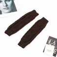 thumbnail image 6 of Elainilye Fashion Women's Winter Fingerless Gloves Rhombus Knitted Wool Gloves Winter Warm Half Finger Mittens Fingerless Long Gloves,Brown, 6 of 7