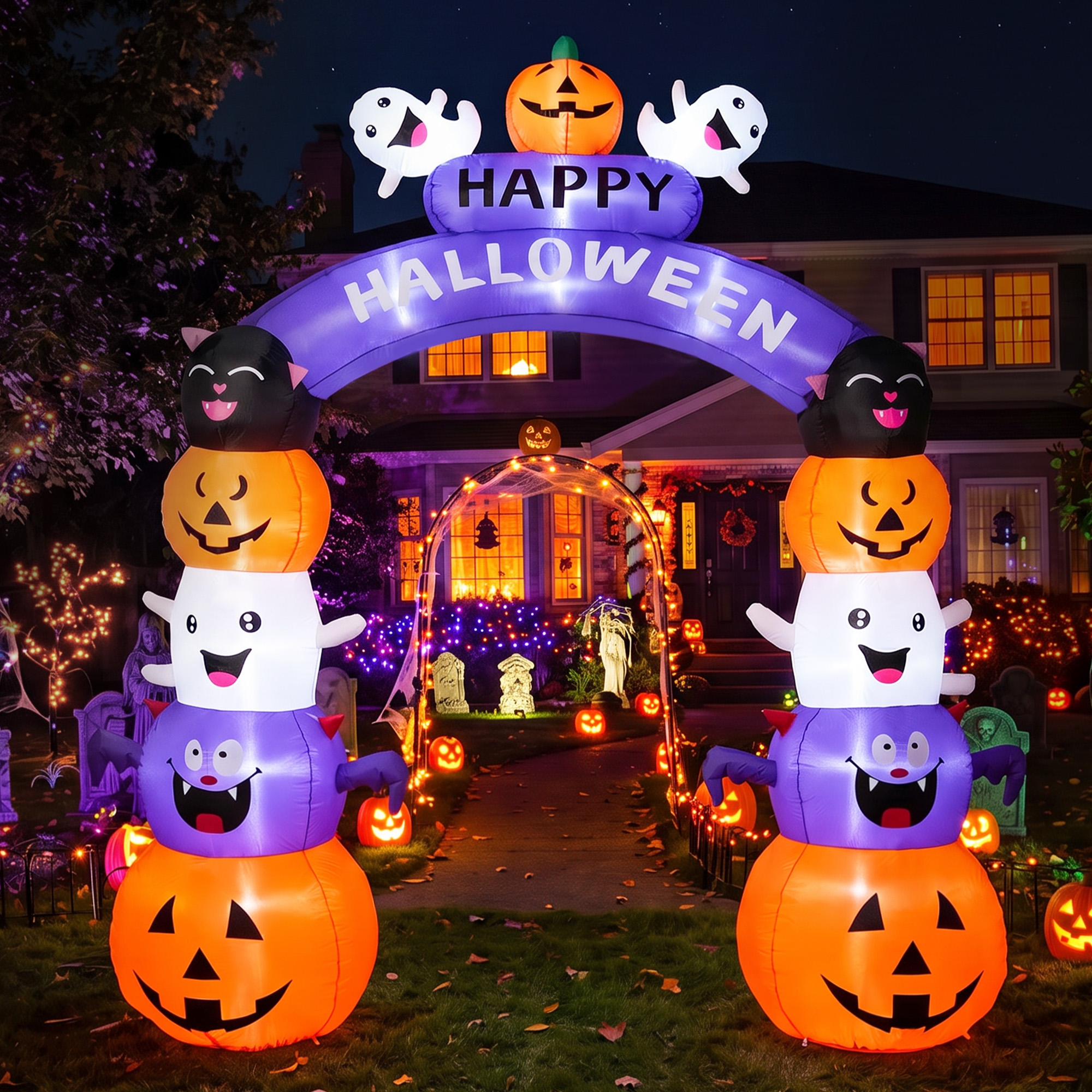 GVDV 8 Ft Halloween Inflatable Archway, Outdoor Decoration photo 5