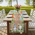 thumbnail image 4 of Table Runners 70 Inches Long Dress Scarves, Happy Easter Farmhouse Coffee/Dining/Kitchen Table Decor, Holiday Table Runner, Gnomes Rabbit Flowers Green Check Wooden 13x70 Inch, 4 of 9