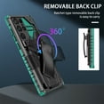 thumbnail image 4 of ELEHOLD Heavy Duty Case for Samsung Galaxy S25 Ultra, Hybrid Rugged Military Grade Shockproof Cover with Hidden Kickstand Detachable Rotating Belt Clip Armor Case, Darkgreen, 4 of 10