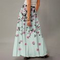 thumbnail image 5 of LWavelet Leaf Print Maxi Skirt with Side Pockets Women Trendy Fall Casual Flowy Versatile Bottoms Turquoise 2XL, 5 of 5