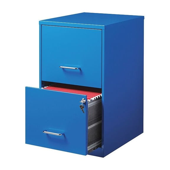 Space Solutions 18" 2 Drawer Metal File Cabinet Classic Blue