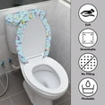 thumbnail image 3 of COEQINE Toilet Lid Cover and Toilet Tank Cover, Polyester Fabric Breathable Stretchable Toilet Cover 2 Piece Set for Indoor Decoration, Colorful Hummingbird Blue, 3 of 7