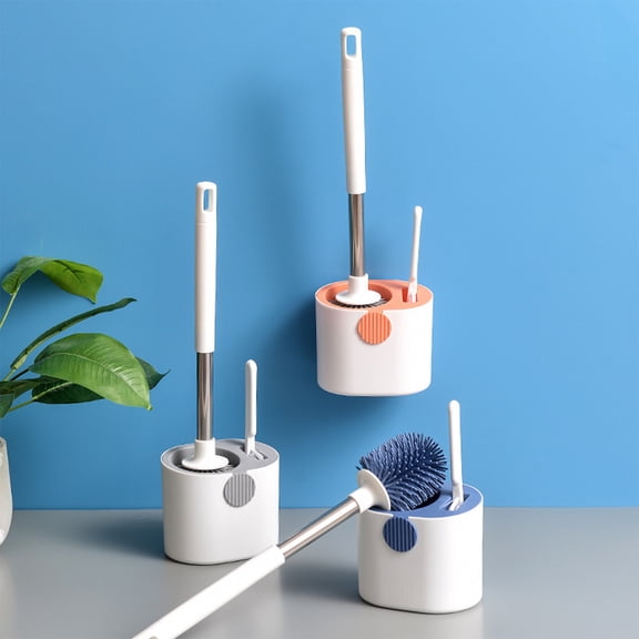 Xuniizn Toilet Brush and Holder Set with Drip Tray, Slim Vented Design & Strong Bristles for Bathroom Cleaning