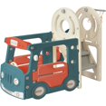 thumbnail image 3 of CIPACHO 4 in 1 Kids Slide Playset, Freestanding Bus Slide Set with Basketball Hoop, Red, 3 of 11