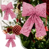 Festive Sequined Christmas Bow Decorations - 30x20cm (11.81x7.87in) Cloth Bows in Pink/Black/Red/Silver/Gold - Tree & Window Ornaments | 1PC