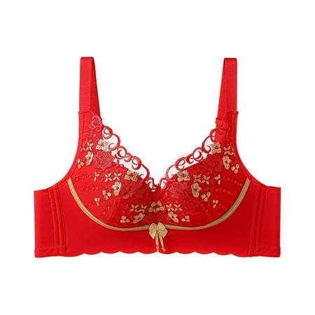 Ramiter Lingerie for Women Underwear Breathable Sports Wearing Women Vest Pad Top Sexy Bra Chest 36/80 Red