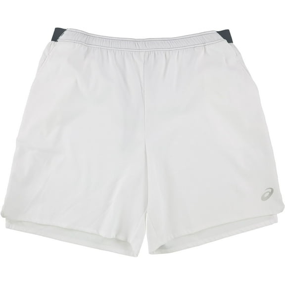 ASICS Mens Centerline Running Athletic Workout Shorts, White, XX-Large