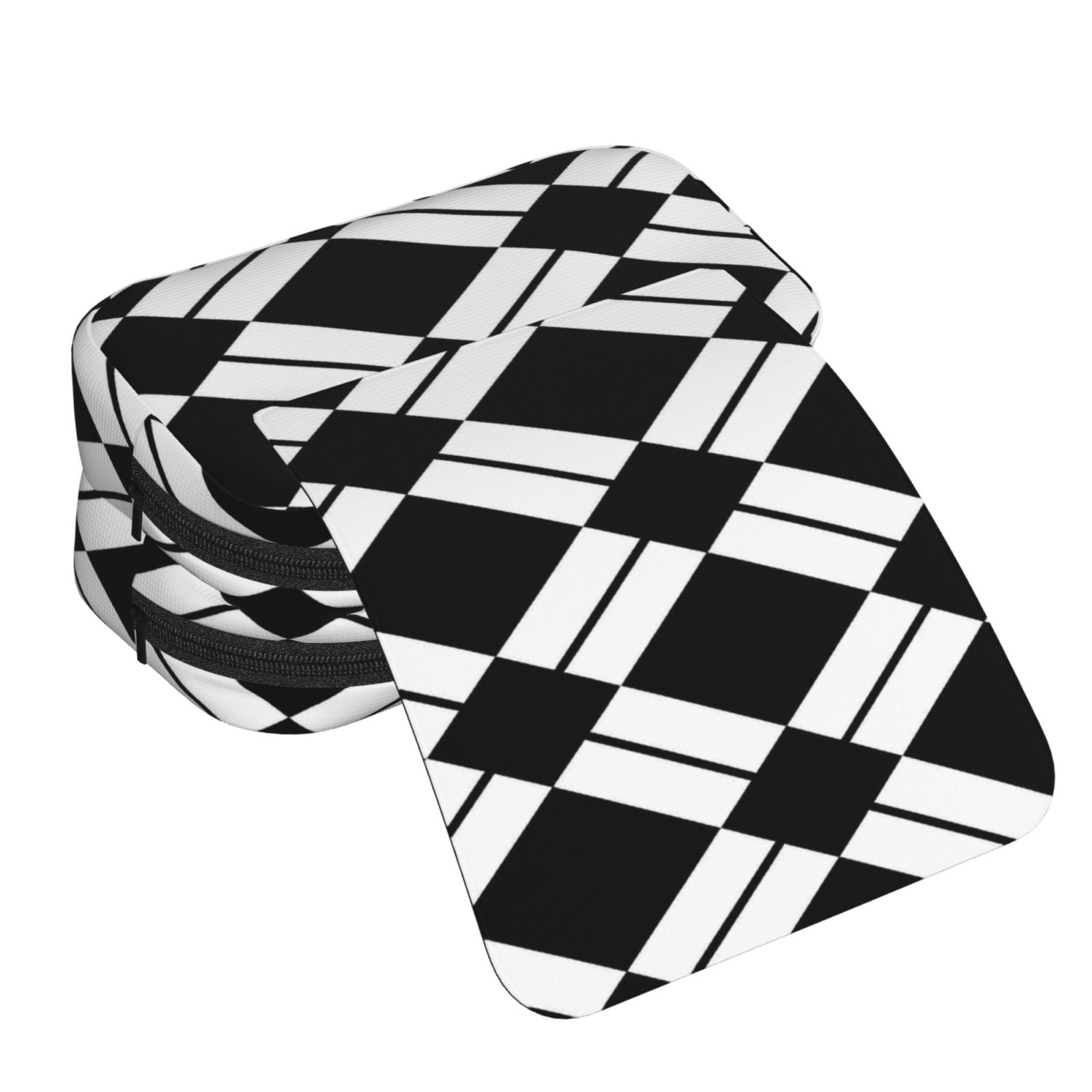 Large-Capacity Flip-Top Double-Layer Pencil Case, Multi-Functional Pocket Pen Case, Durable Stationery Organizer White And Black Checkered Pattern