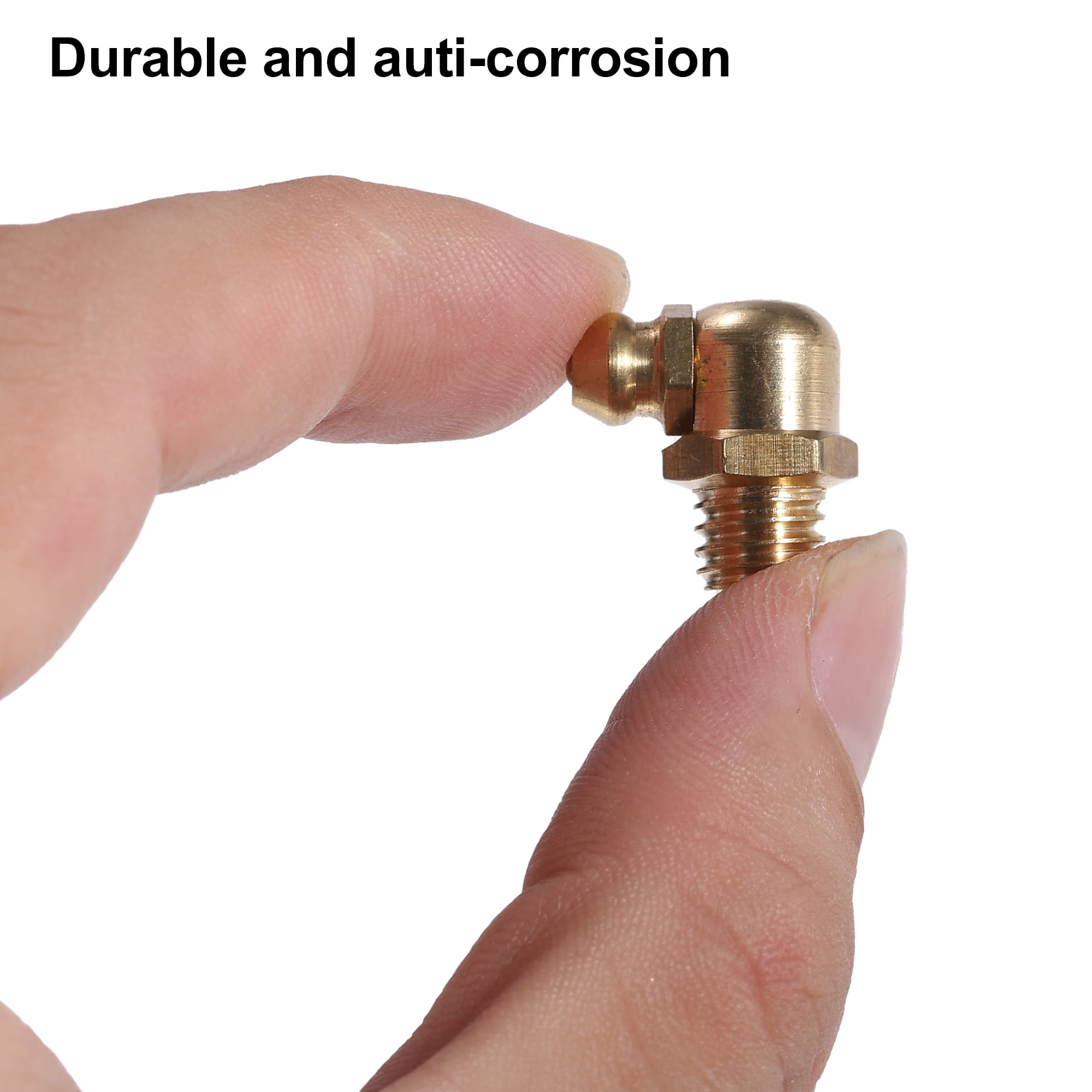 50 Pcs M8x1.25 Grease Nipple Fitting 90 Degree Right Angle Brass Grease Zerk Fitting Adapter for Car