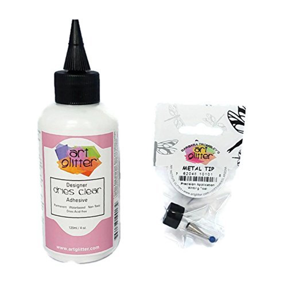 Art Glitter Glue Designer Dries Clear Adhesive 4 Oz. with Ultra Fine