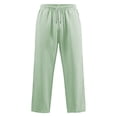 thumbnail image 6 of BRGZLK Mens Straight Leg Pants Cotton Linen Casual Striped Elastic Waistband Drawstring Pants Summer Beach Pant Lightweight Trousers with Pockets, 6 of 7