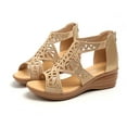 thumbnail image 2 of KBODIU Women's Open Toe Buckle Ankle Platform Wedge Sandals Women's Fish Mouth Rhinestone Hollow Out Sandals Back Zipper Wedge Heels Sandals, 2 of 4