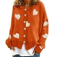 thumbnail image 2 of Pxiakgy Women's Autumn And Winter New Love Printing Knitted Long Sleeve Cardigan Coat Orange2 + L, 2 of 5