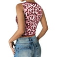 thumbnail image 6 of ZXSXSY Women's Leopard Print Sleeveless Lace Trim V Neck Streetwear Y2K Crop Top, 6 of 8