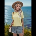 thumbnail image 3 of Suéter de Cuello Redondo Color Sólido Amarillo L, 3 of 5