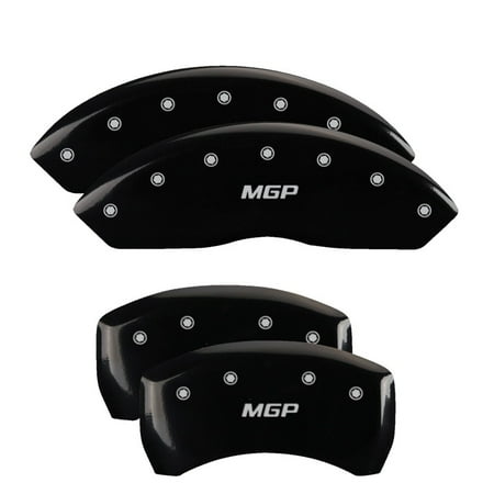MGP 4 Caliper Covers Engraved Front & Rear Vtech Black finish silver ch Fits select: 2004-2008 ACURA TSX