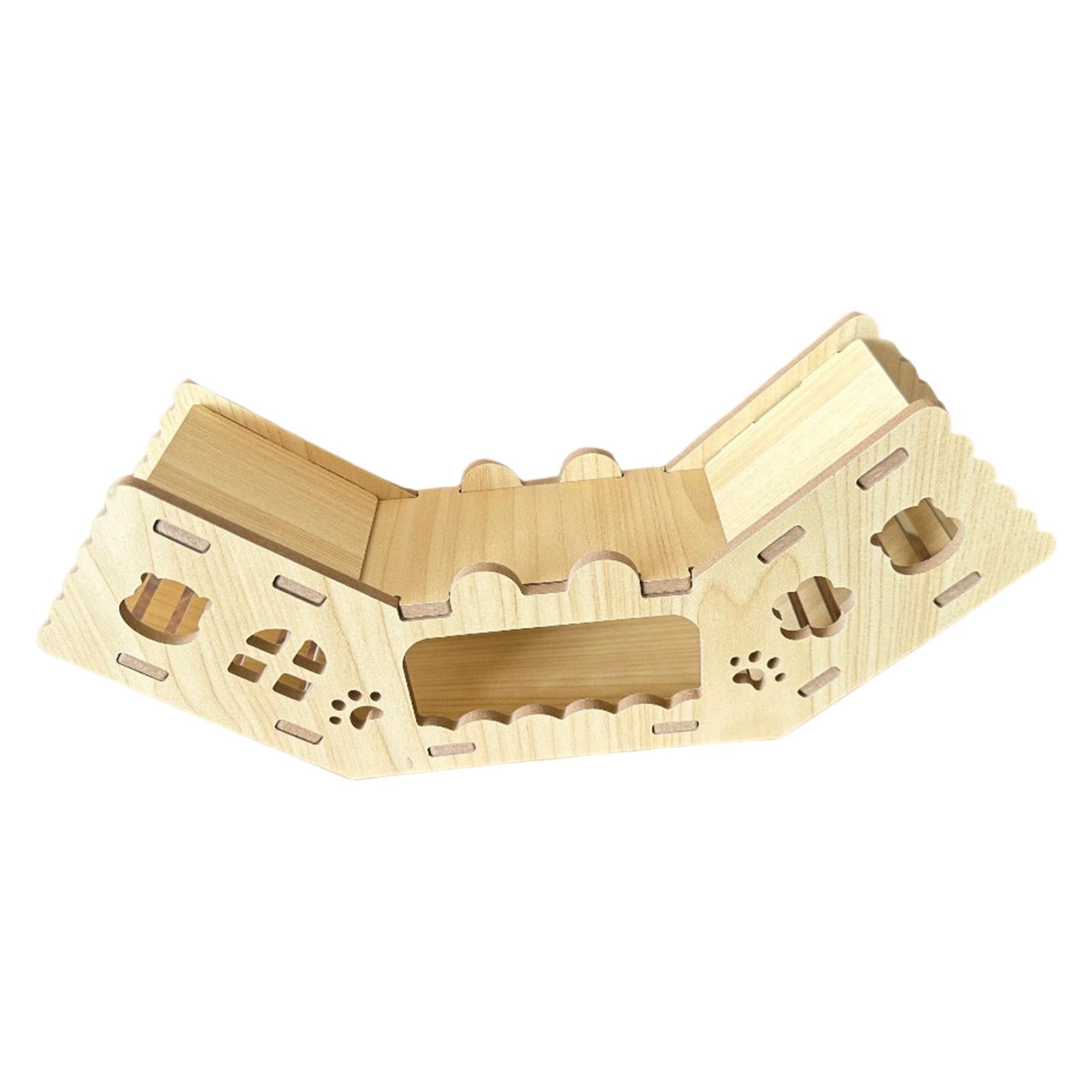 Wooden Pet Hamster Tunnel Hideout Multi Chamber Structure for Gerbil Play and Enrichment Cage Scenery