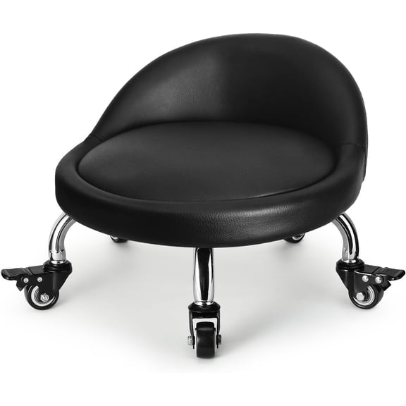 Low Height Rolling Stool,Low Stool Chair with Back,Low Roller Seat Stool Chair,Rolling Stool for Home Office Garage Shop,M