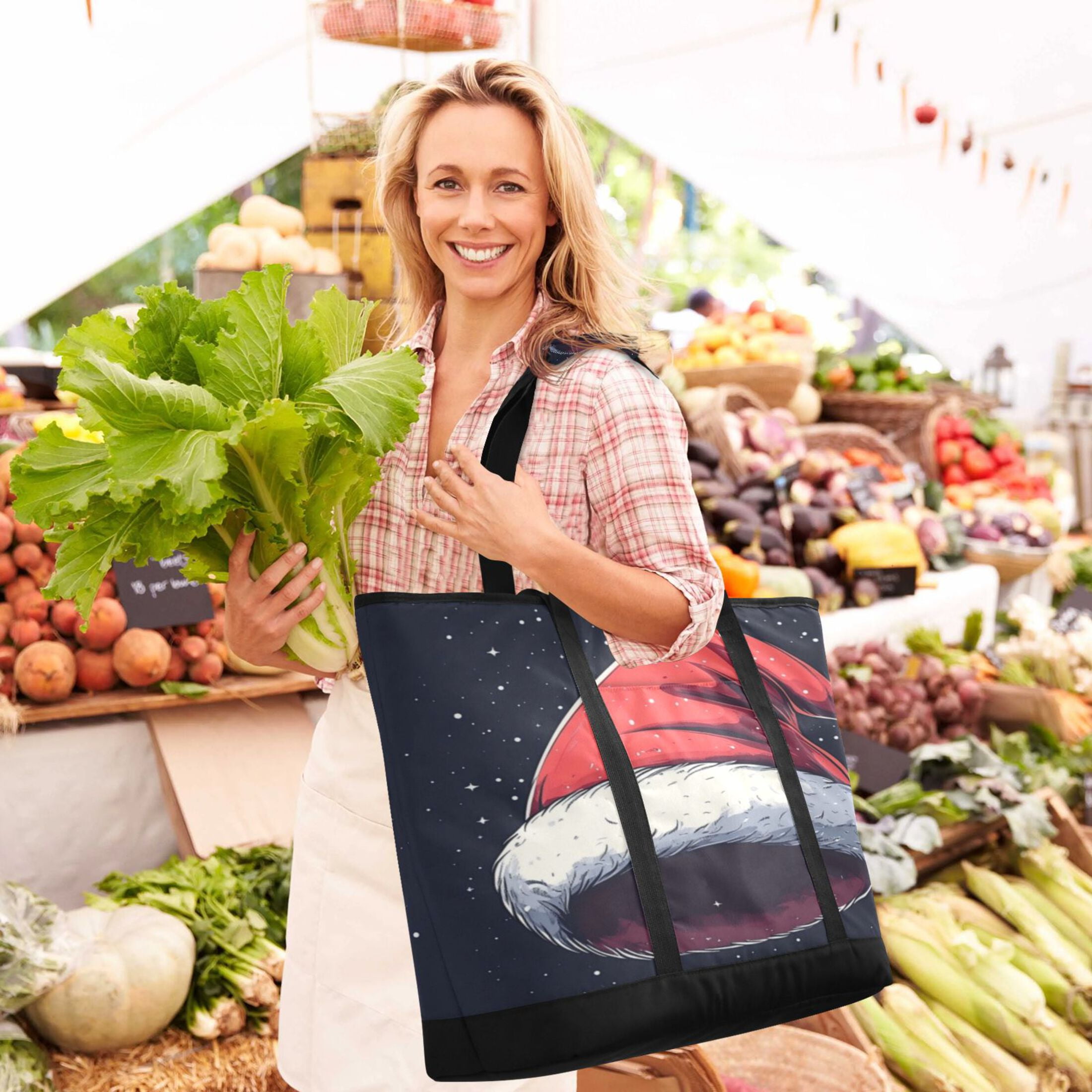 Large Hand-held Ice Pack Picnic Bag Insulation and Refrigeration Suitable for Shopping Picnics and Camping Christmas Style Hat