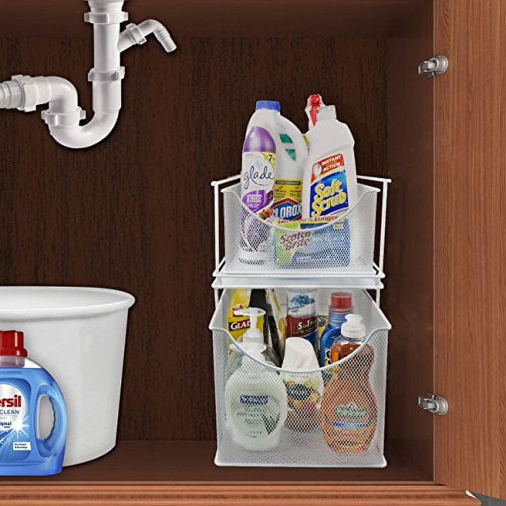 Sorbus 2-Tier Mesh Drawer Organizer with Pull Out Drawers, White