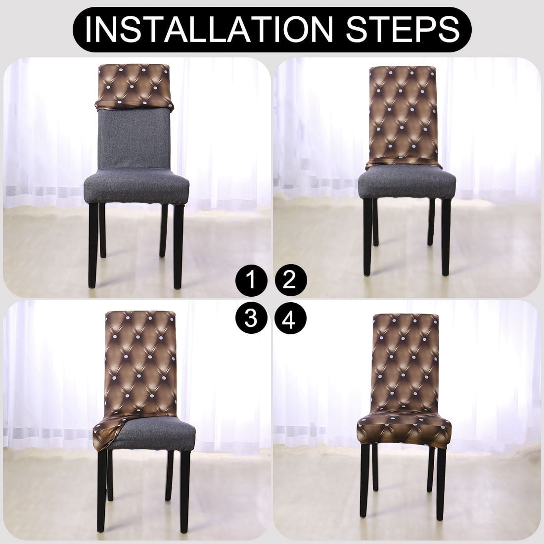 Piccocasa 1-Piece Stretch Spandex Stretch Chair Covers,(M Size,Coffee Color)